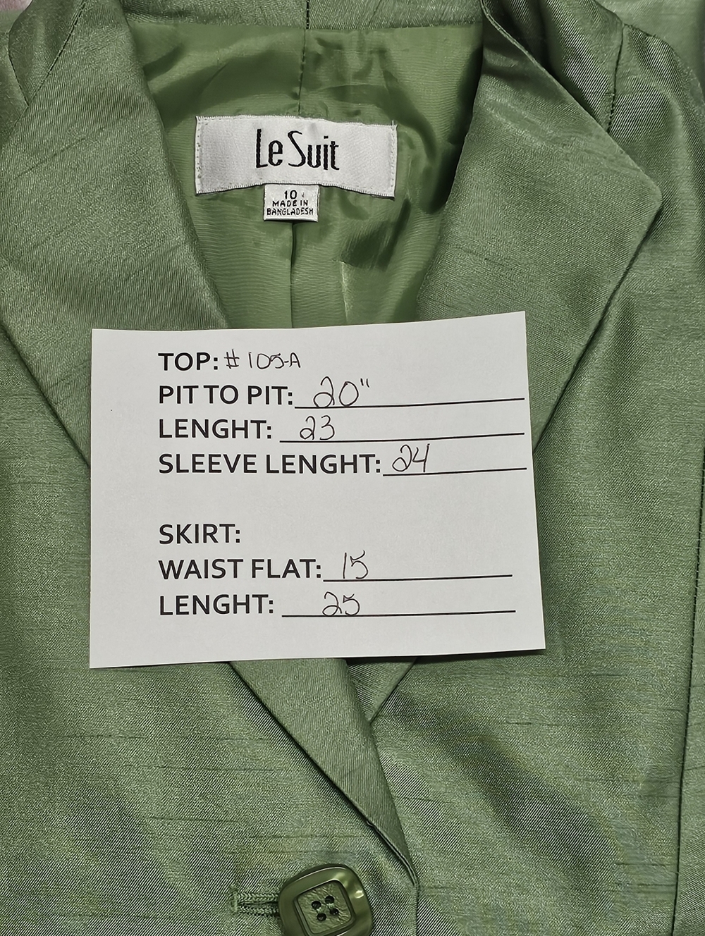 Le Suit Skirt Suit Set Lined Women's Size 10 Lime Green Academia Preppy - Picture 7 of 10